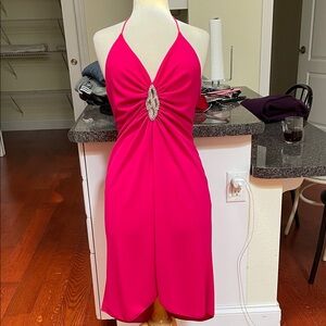 Elegant Pink Halter Dress